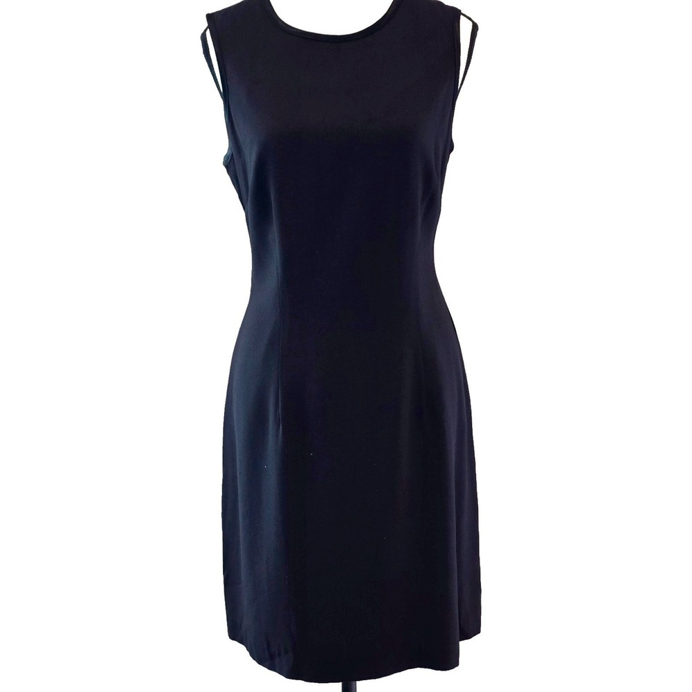 Vintage 90s SL Fashions Little Black Dress Size 10 Satin Back Sheath USA 18x36